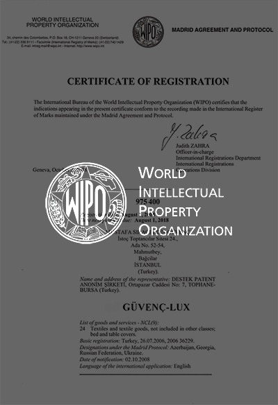 Certificate Of Registration - Wipo