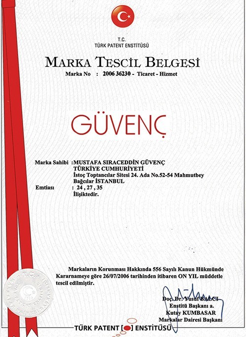 Marka Tescil Belgesi - Güvenç